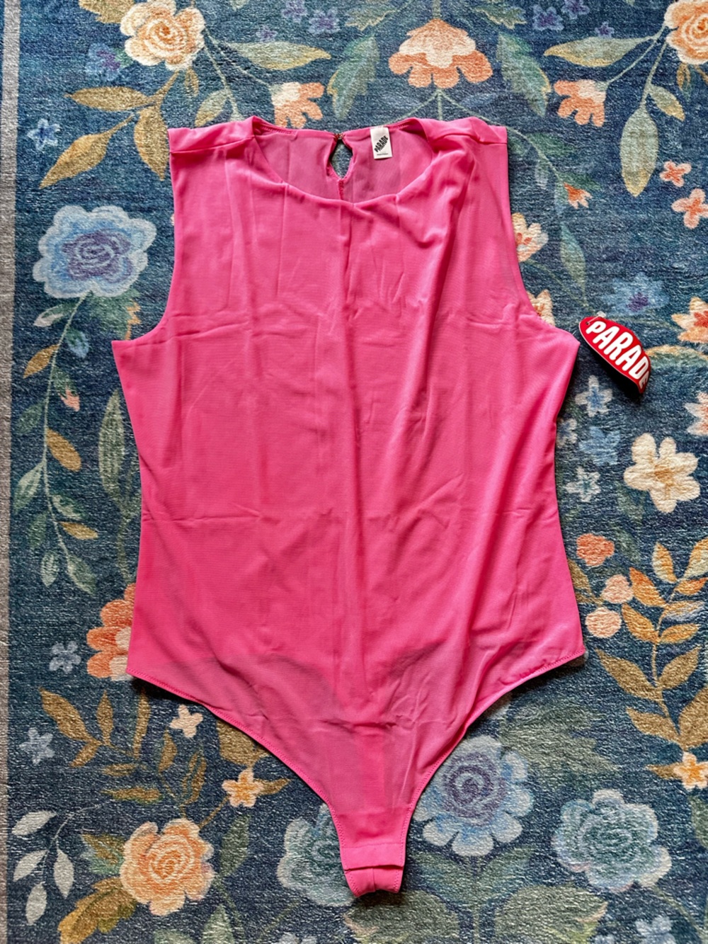 NWOT Parade High Neck Sleeveless Mesh Bodysuit W/ Gusset & Button Closure